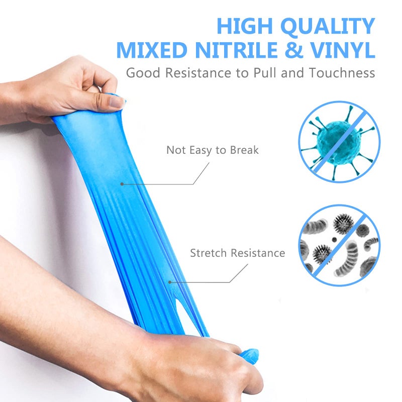 squish Disposable Gloves, Blue 4 mil Vinyl Synmax Blend Exam Gloves Non Sterile, Powder Free, Latex Free - Cleaning Supplies, Kitchen and Food Safe(Pack of 100) (Blue Large) - Image 2